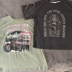 Two cute graphic tshirts both in perfect condition, both true to size!